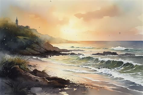 Watercolor Landscape Ocean