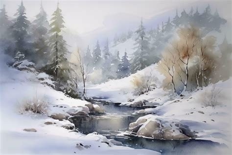 Watercolor Landscape Winter