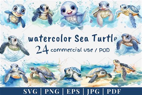 Download Watercolor Turtle SVG File - SVG Design Commercial Use