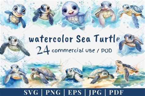Download Watercolor Turtle SVG File - SVG Design Commercial Use for Cricut