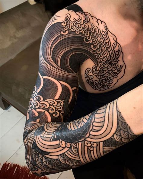 Wave black outline tattoo Waves tattoo, Tattoos, Ocean
