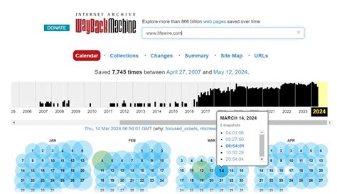 Wayback Machine Calendar
