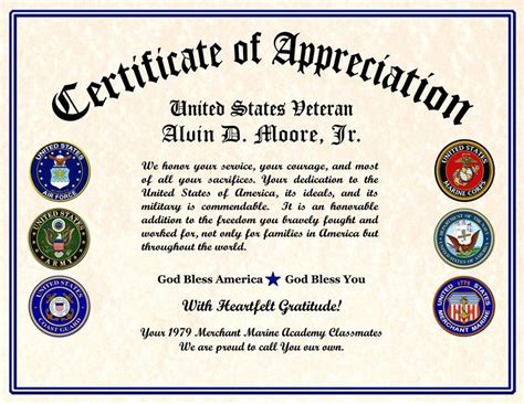 We Honor Veterans Certificate Template