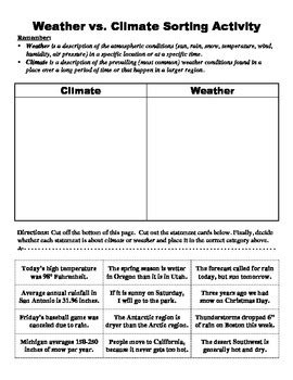 Weather Vs Climate Worksheets