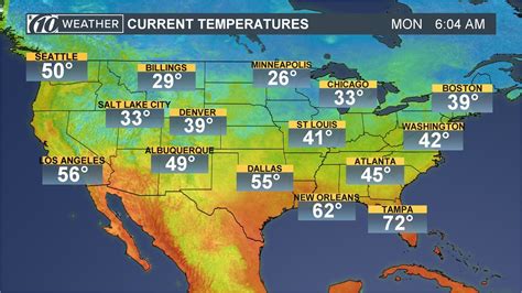 US Current Temperatures Map