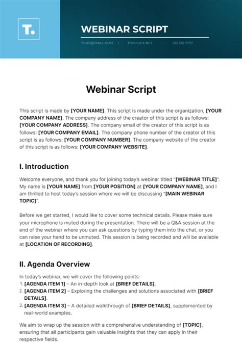 Webinar Script Template