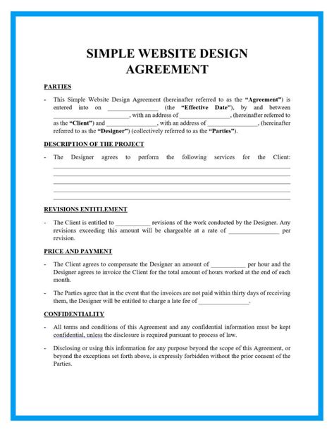 Website Development Agreement Template Free Free Printable Templates