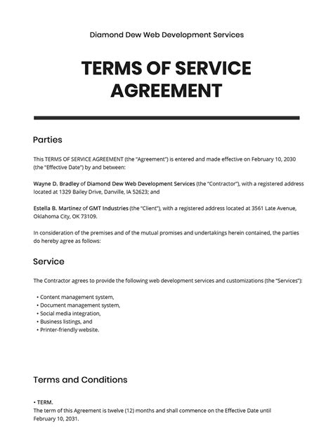 Website Service Agreement Terms of Use Template [Free PDF] Google