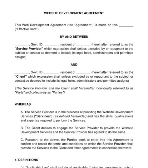 Website Development Agreement - Free Template | Sample - Lawpath