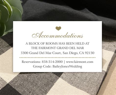 Wedding Hotel Information Card Template