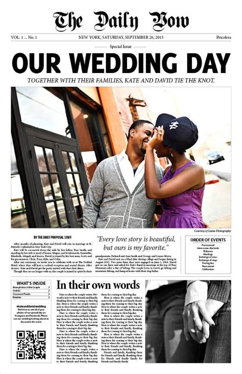 Wedding Day Newspaper Template