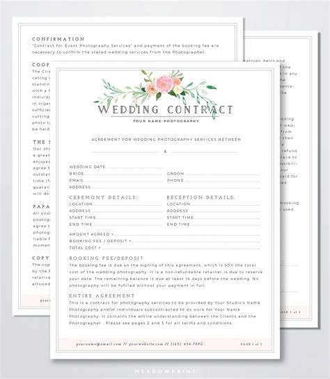 Wedding Florist Contract Template