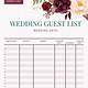 Wedding Guest List Template Free