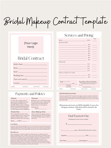 Printable Wedding Hair And Makeup Contract Template Free Printable