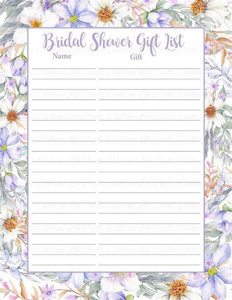 Bridal Shower Gift List and Sign Set Pink Floral Wedding Shower Theme