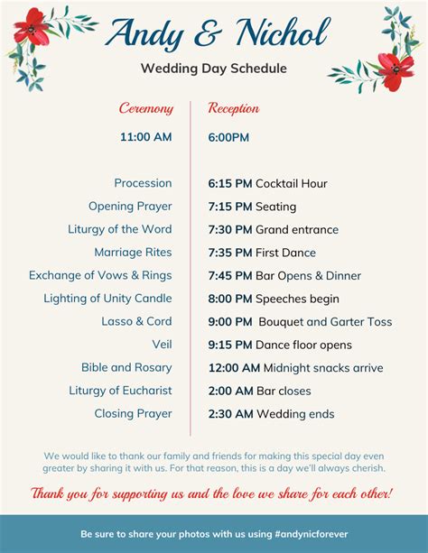 9+ Wedding Agenda Templates Free Sample, Example, Format Download