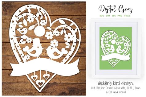 Download Wedding Bird Paper Cut Design DXF Files