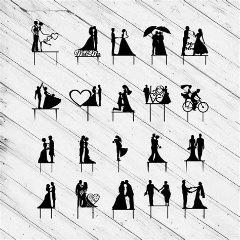 Download Wedding Cake Topper Bundle Commercial Use DXF Files