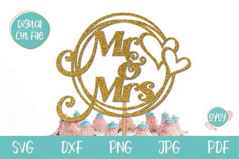 Download Wedding Cake Topper Svg, Mr and Mrs... Printable