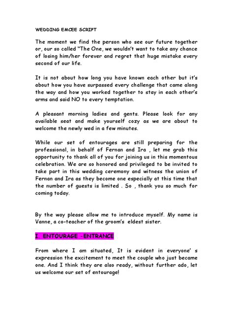 The Heartwarming Wedding Ceremony Emcee Script Pdf - A Guide to Celebrating Love and Forever!