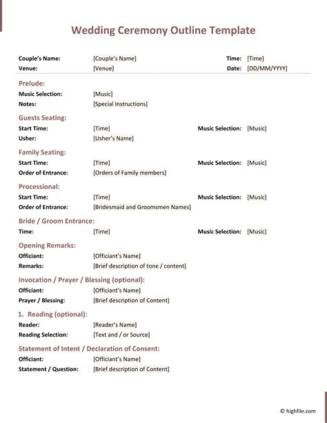 Wedding Ceremony Templates