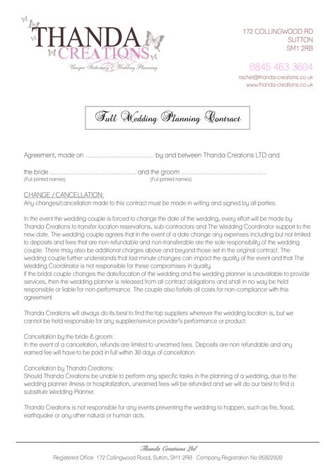 Free Day Of Wedding Coordinator Contract Template Doc Sample Steemfriends