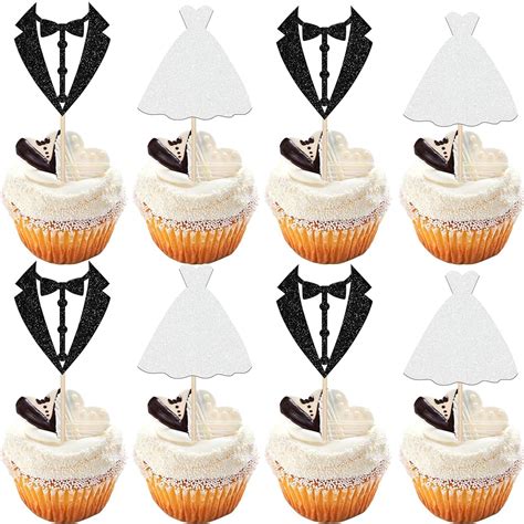 Baking Memories of Love: Make your Special Day Sweet with our Adorable Wedding Cupcake Toppers - Featuring Bride and Groom Designs!