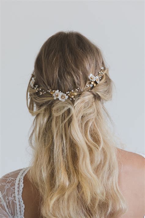 Feminine Elegance Unleashed: Accessorize Your Down Hair with a Dreamy Wedding Hair Vine