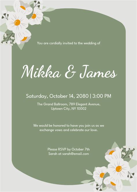 Wedding Invite Template Word