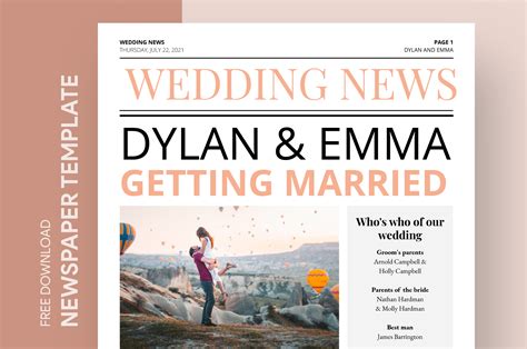 Wedding Newspaper Template Free