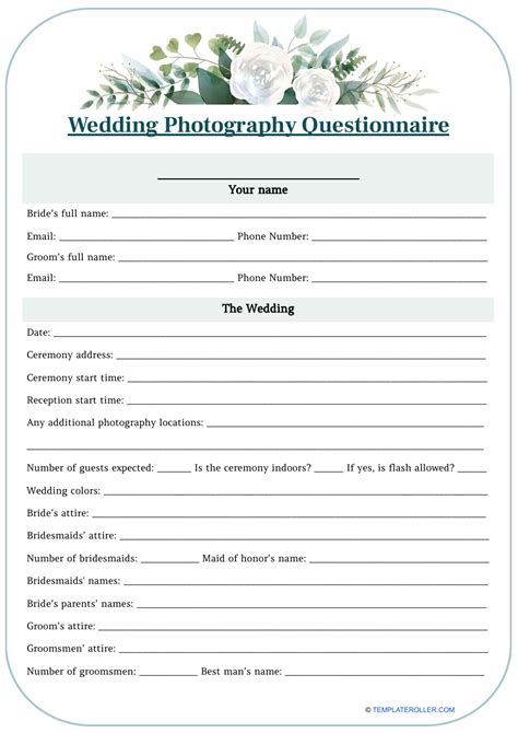Wedding Photoshoot Questions
