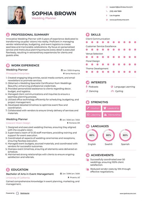 Wedding Planner Resumes