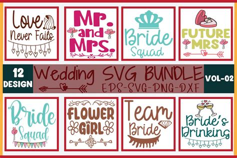 Download Wedding SVG Bundle, 12 Designs, Creativefabrica DXF Files