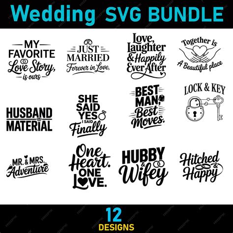 Download Wedding SVG Bundle, 12 Designs, Files For Crafts