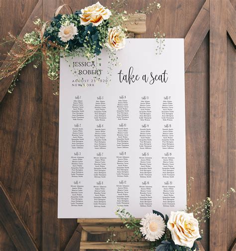 Pink Wedding Table Seating Chart Cards Wedding DIY Guest list Etsy