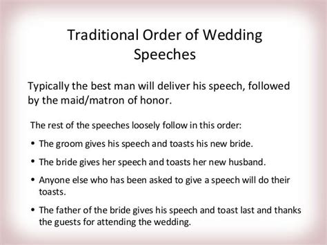 Wedding Speech Order