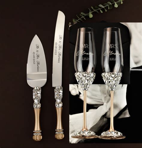 Preserve Precious Memories with Exquisite Wedding Toasting Glasses and Cake Server Set - The Perfect Symbol of Love and Forever!