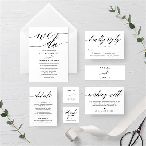 Traditional script wedding invitation. The wedding collection is made