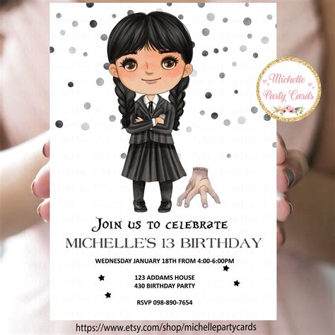 Wednesday Addams Birthday Invitation Template