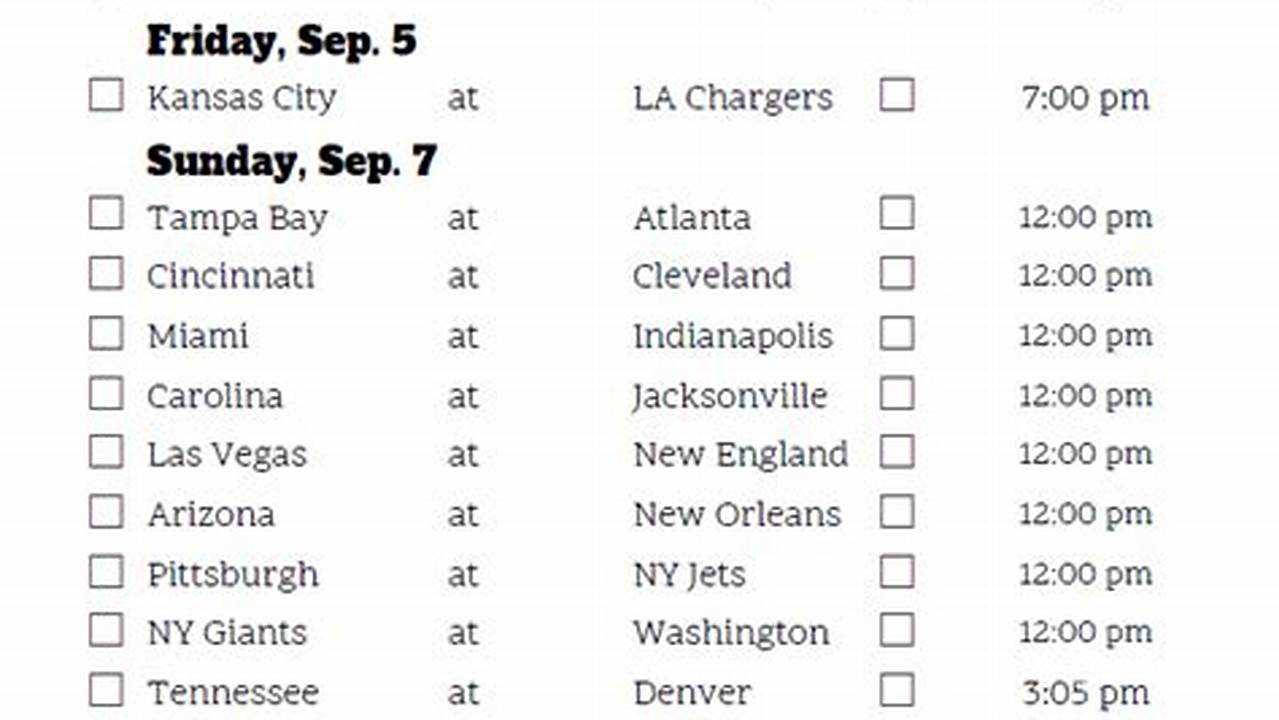 Week 1 Nfl Schedule 2024