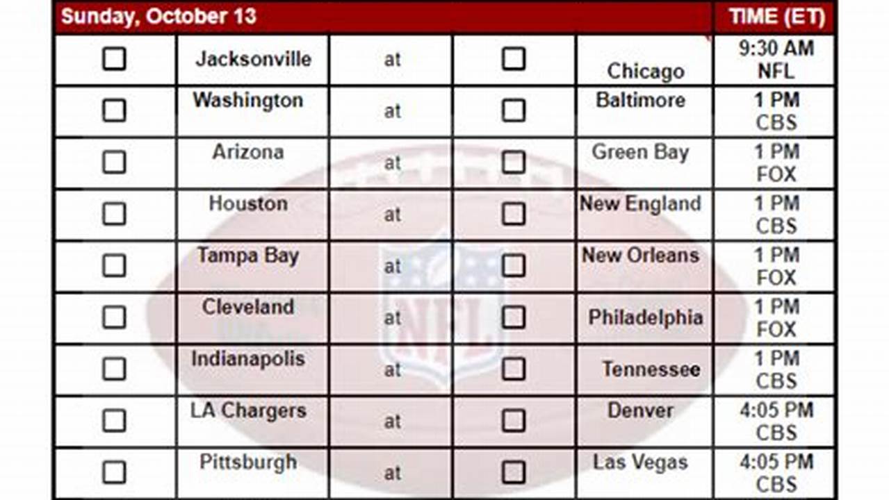 Week 15 Pick Sheet 2025