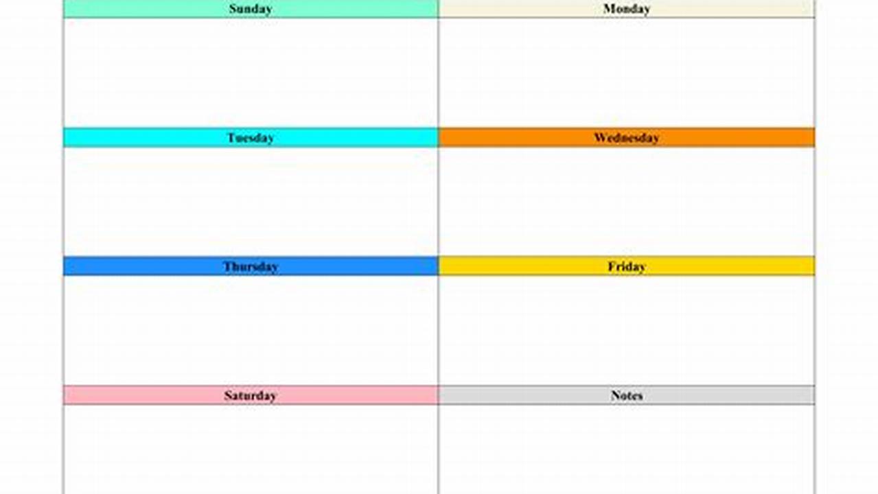 Week Calendar Word Template