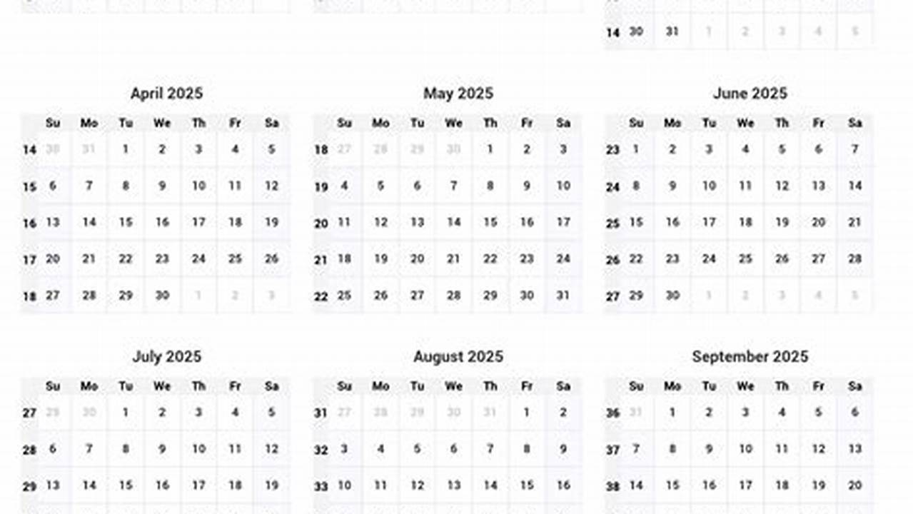 Week Number Calendar For 2025