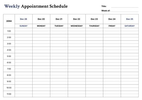 Week Schedule Template Google Docs