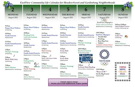 Weekley Community Center Calendar