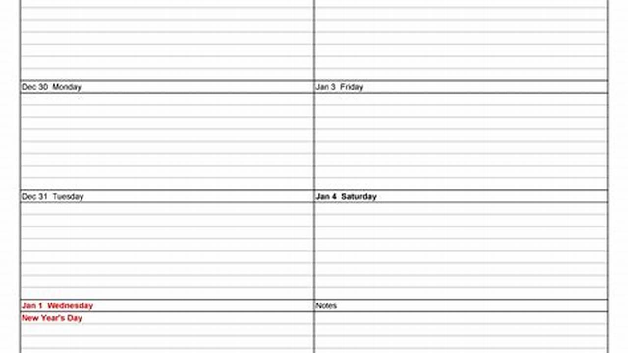 Weekly Calendar 2025 Pdf Download For Pc