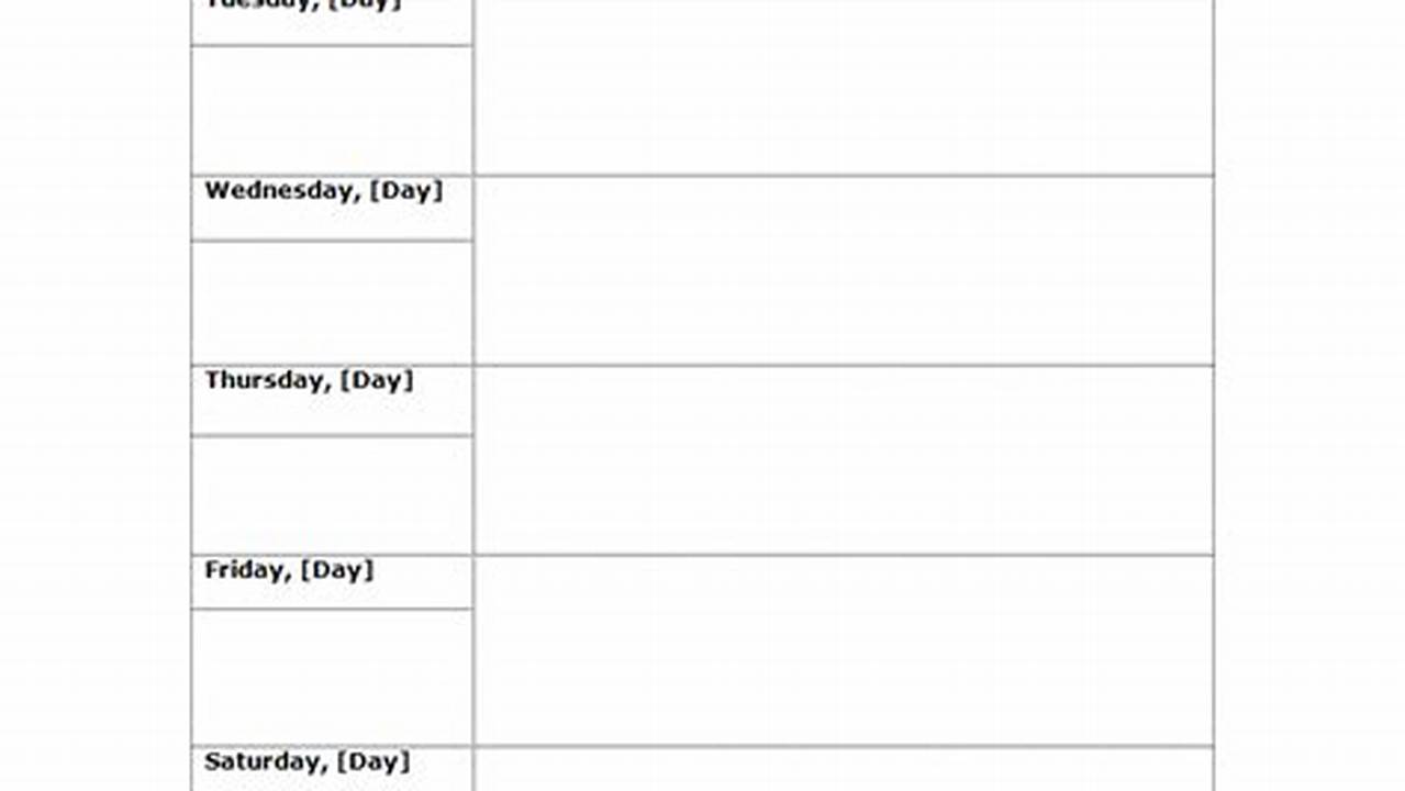 Weekly Calendar Fillable