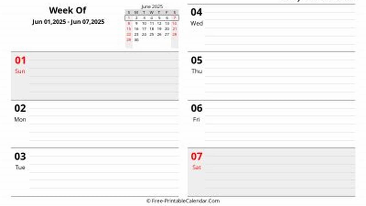 Weekly Calendar June 2025