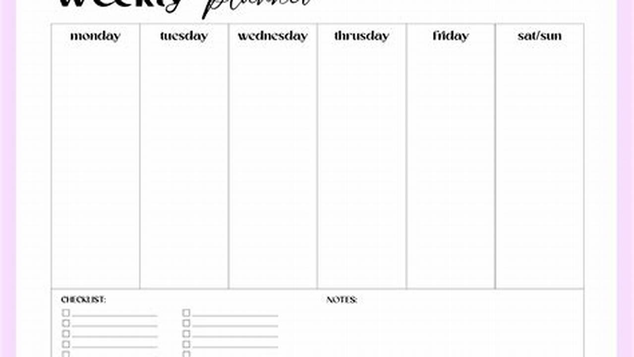 Weekly Calendar Pdf Printable