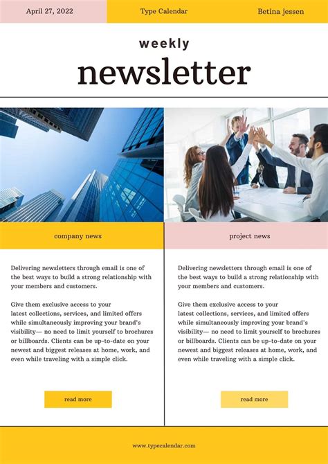 Weekly Newsletter Email Template 1 Email Newsletters Corporate